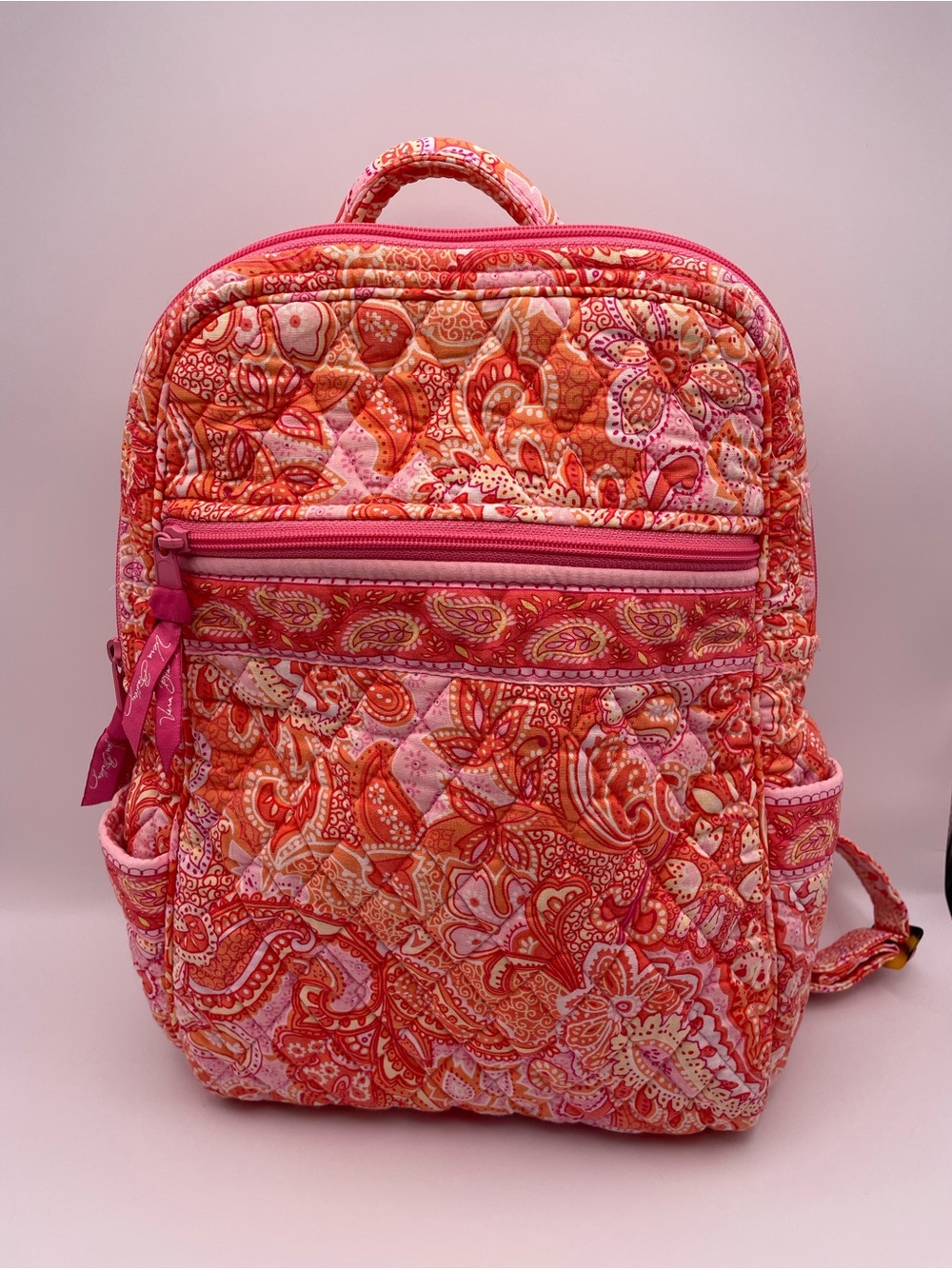 Vera Bradley Sherbet Mini Backpack Retired Pink Orange Paisley Quilted